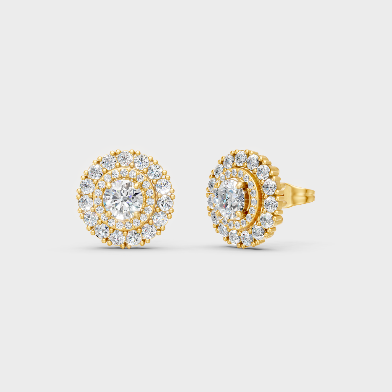 GLI Certified 2.24 Ct TW Round-Cut Lab-Grown Diamond Stud Earrings In 18K Yellow Gold