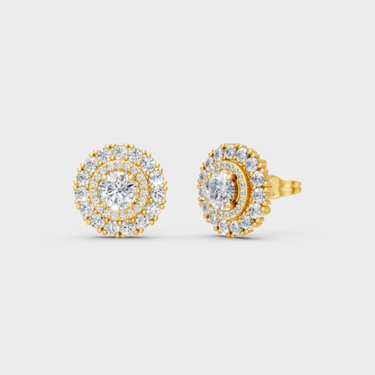 GLI Certified 2.24 Ct TW Round-Cut Lab-Grown Diamond Stud Earrings In 18K Yellow Gold