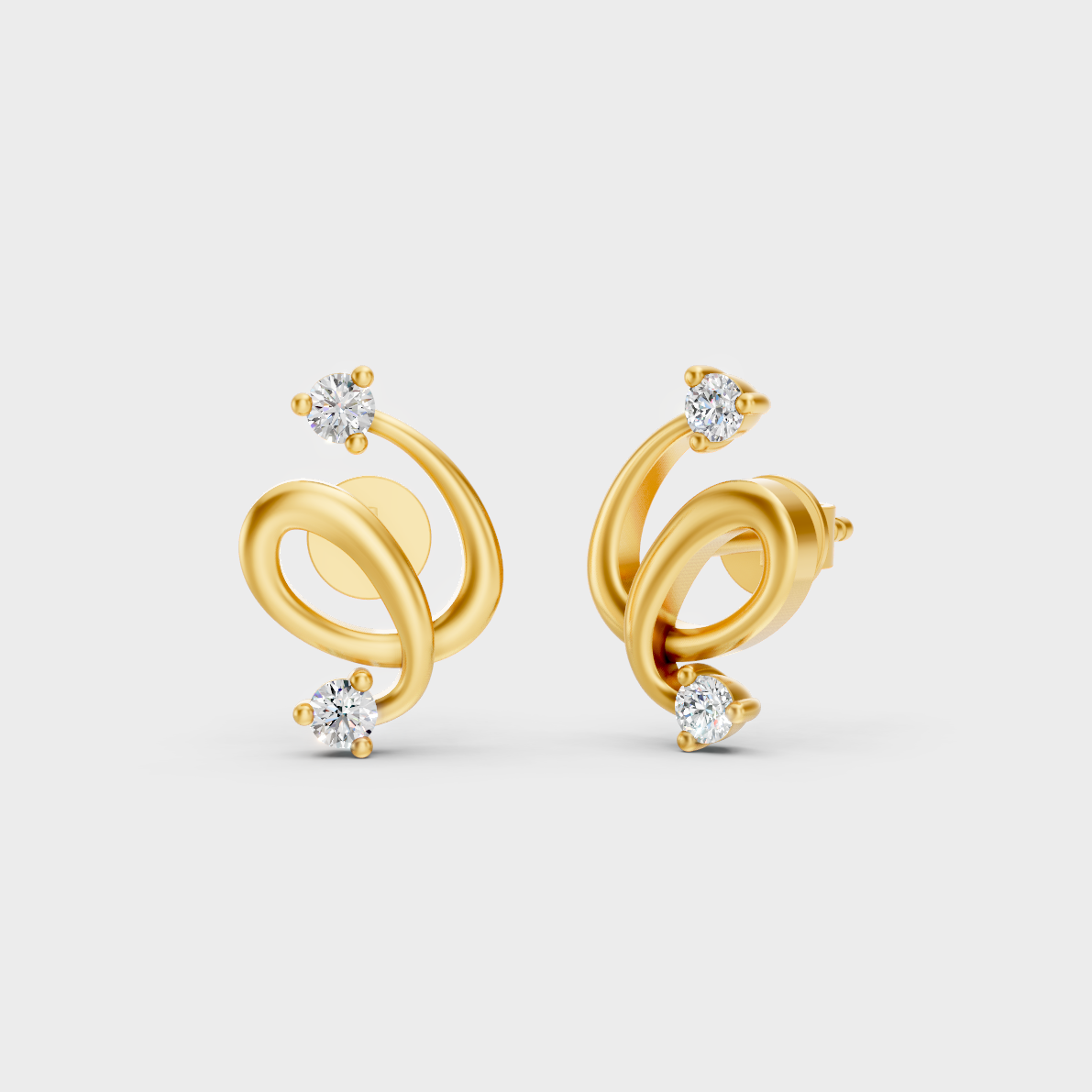 GLI Certified 0.08 Ct TW Round-Cut Lab-Grown Diamond Stud Earrings In 18K Yellow Gold 