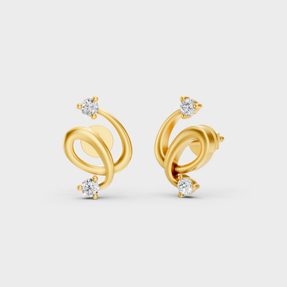 GLI Certified 0.08 Ct TW Round-Cut Lab-Grown Diamond Stud Earrings In 18K Yellow Gold 