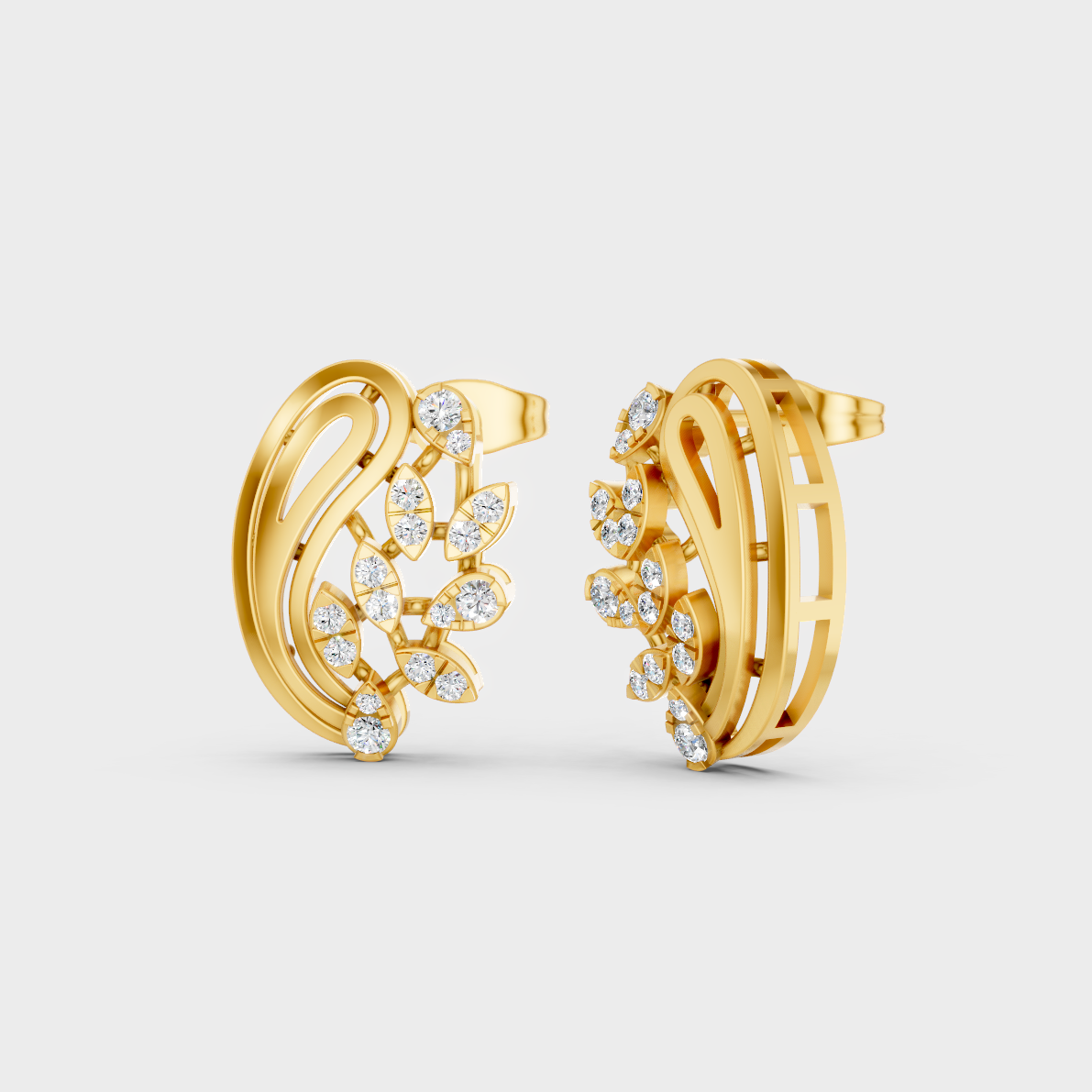 GLI Certified 0.46 Ct TW Round-Cut Lab-Grown Diamond Stud Earrings In 18K Yellow Gold