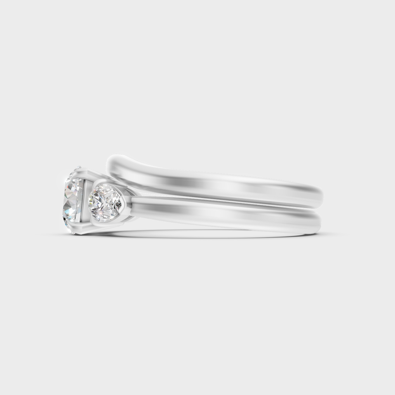  White Gold Round And Pear Lab-Grown Diamond Set With Hallmark Quality