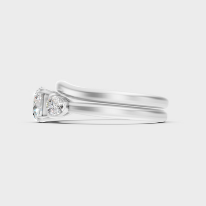  White Gold Round And Pear Lab-Grown Diamond Set With Hallmark Quality