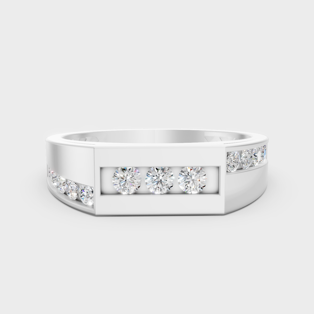 Certified 0.55 Carat Round-Cut Lab-Grown Diamond Men’s Ring In 14K White Gold