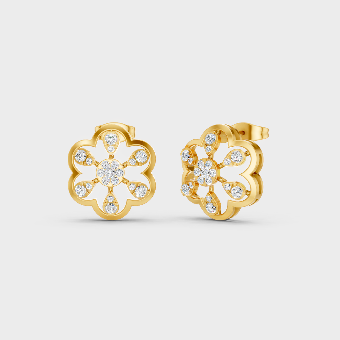 GLI Certified 0.60 Ct TW Round-Cut Lab-Grown Diamond Stud Earrings In 18K Yellow Gold