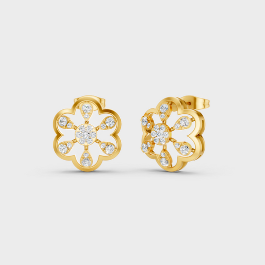 GLI Certified 0.60 Ct TW Round-Cut Lab-Grown Diamond Stud Earrings In 18K Yellow Gold
