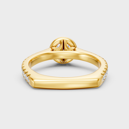 Premium Yellow Gold Jewelry Showcasing Round Lab Diamond Halo Design