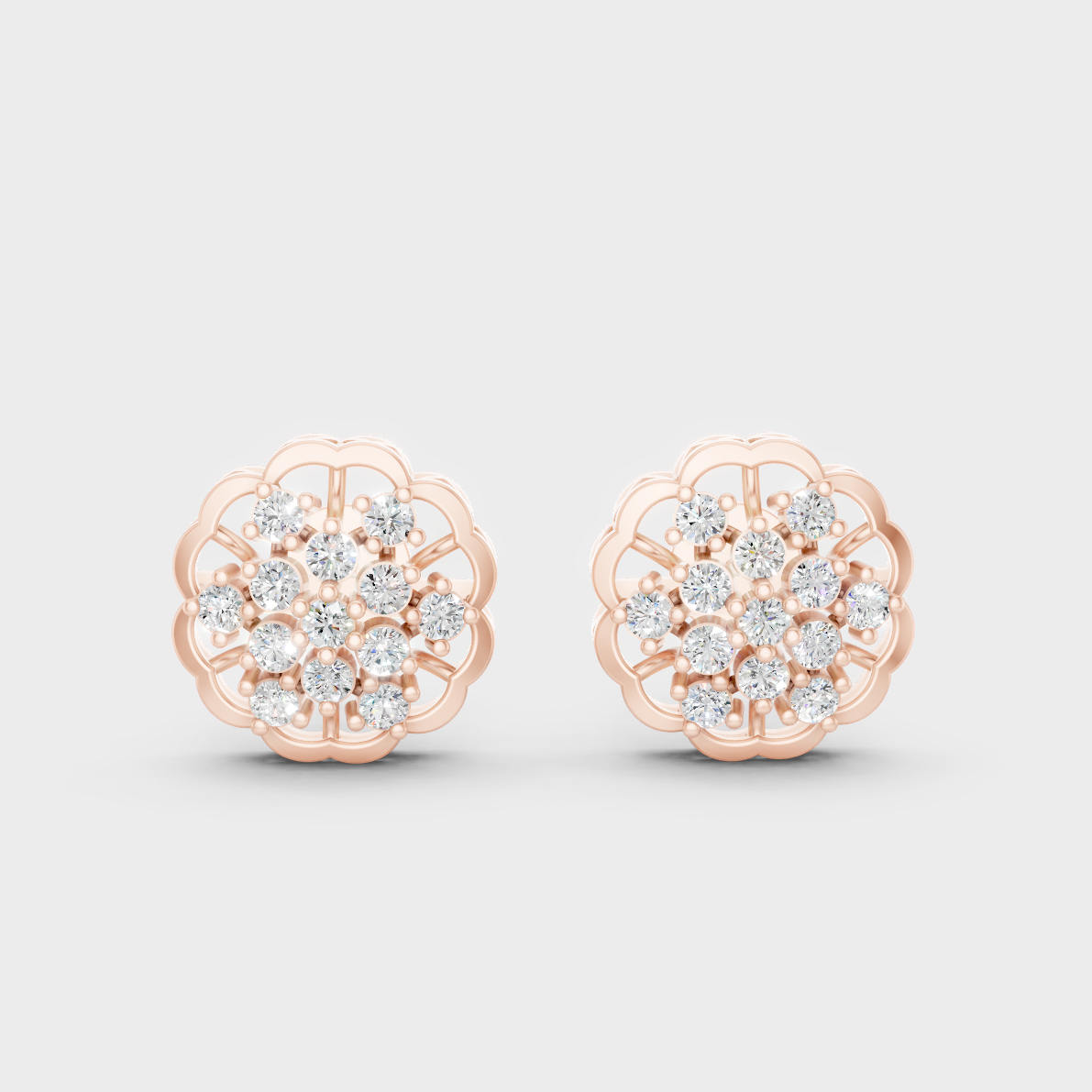 High-Polish Rose Gold 0.91 Carat Total Weight Round Lab Diamond Studs For Bold Sparkle
