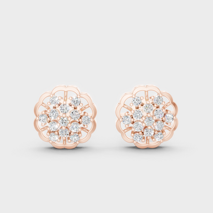 High-Polish Rose Gold 0.91 Carat Total Weight Round Lab Diamond Studs For Bold Sparkle