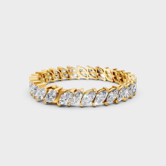 12.08 Carat Marquise Cut Lab-Grown Diamond Bracelet in 14K Yellow Gold