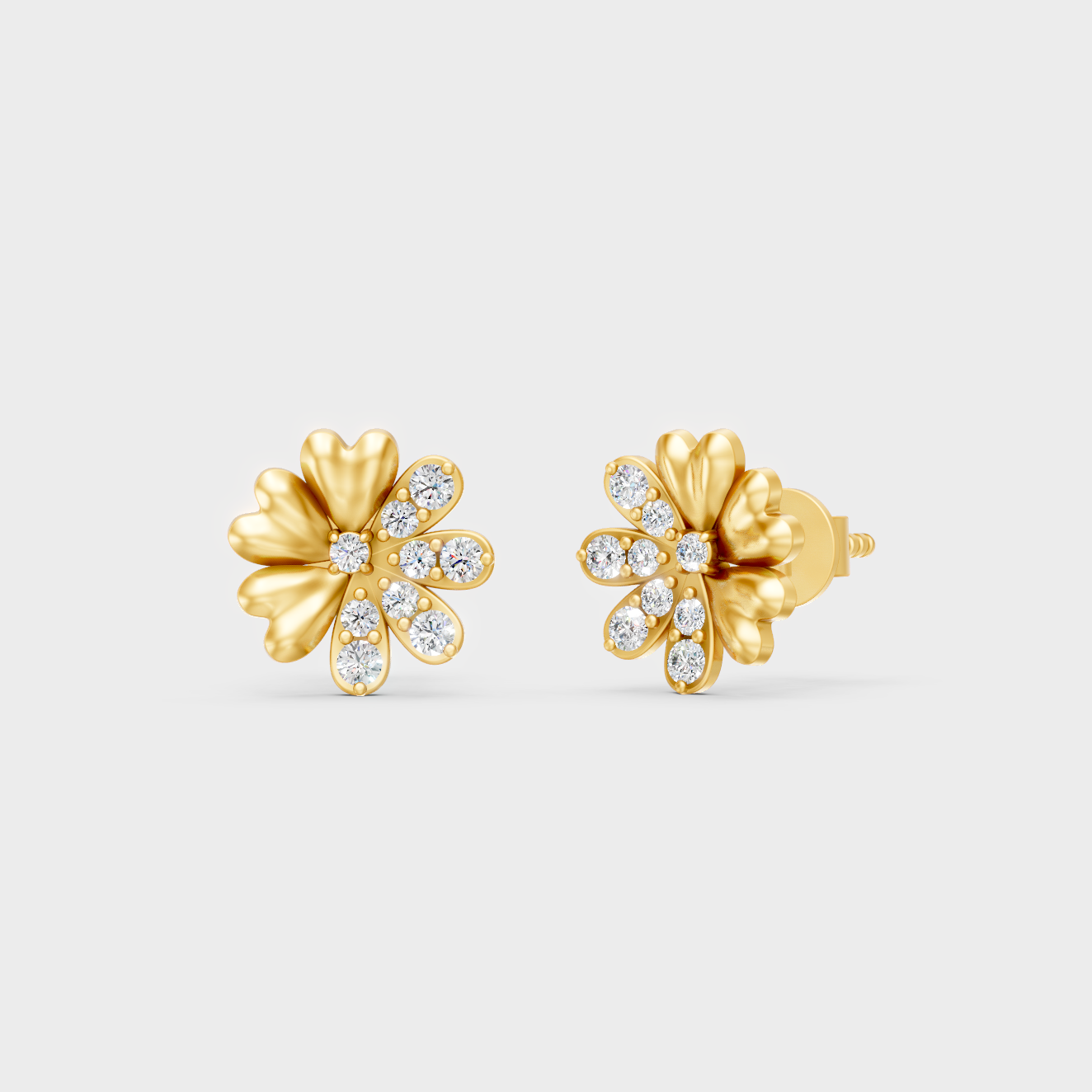 GLI Certified 0.34 Ct TW Round-Cut Lab-Grown Diamond Stud Earrings In 18K Yellow Gold