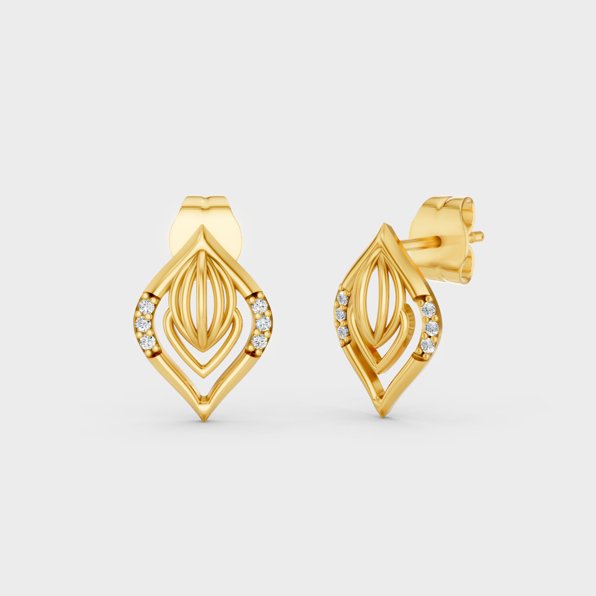 GLI Certified 0.06 Ct TW Round-Cut Lab-Grown Diamond Stud Earrings In 18K Yellow Gold