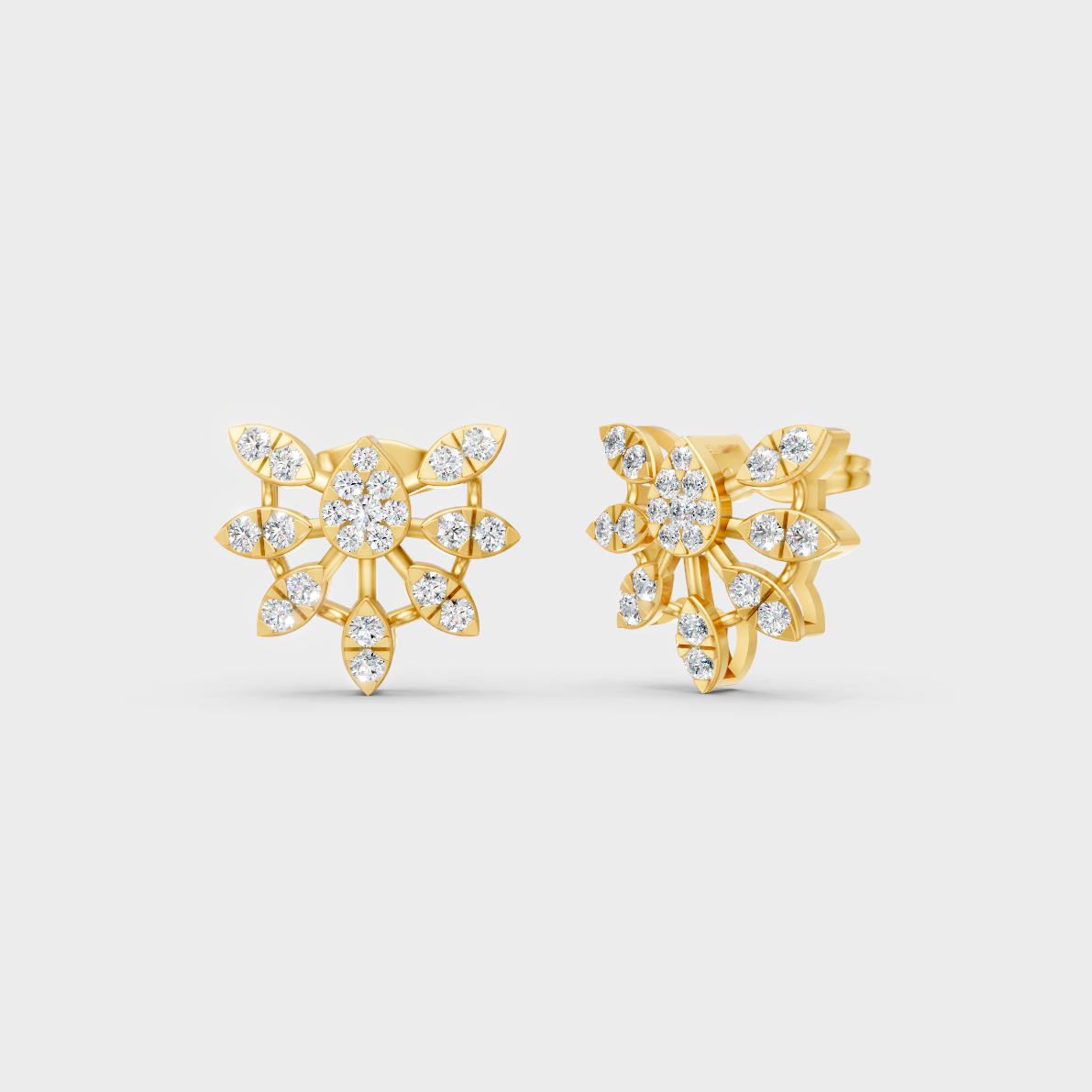 GLI Certified 1.28 Ct TW Round-Cut Lab-Grown Diamond Stud Earrings In 18K Yellow Gold