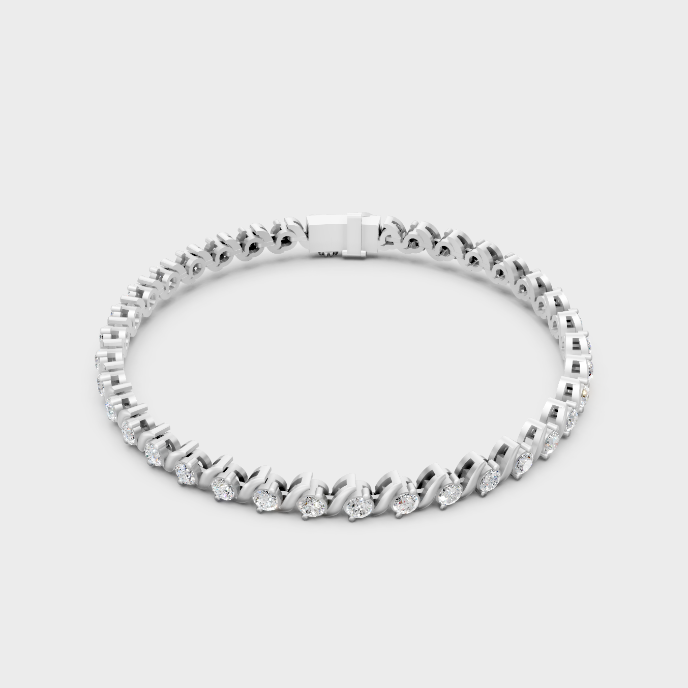 Elegant Round Cut Diamond Bracelet Platinum