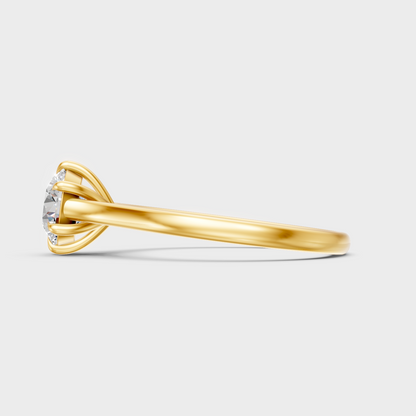 Modern 9K Yellow Gold Ring With A Brilliant Sustainable Round Lab Diamond