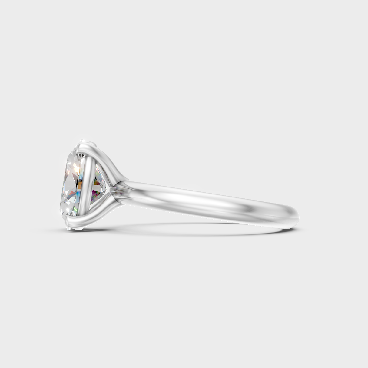 White Gold Oval-Shaped Lab-Grown Diamond Ring For Sophisticated Ethical Luxury