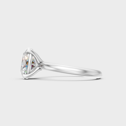 White Gold Oval-Shaped Lab-Grown Diamond Ring For Sophisticated Ethical Luxury