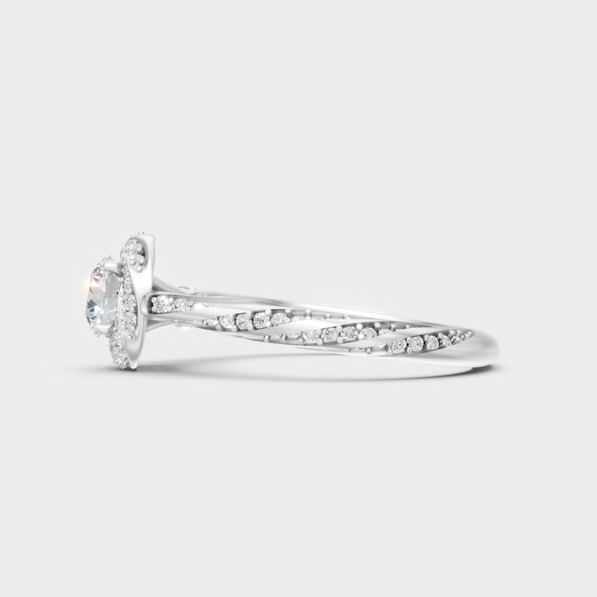 White Gold Round-Cut Lab-Grown Diamond Twist Ring With Hallmark Gold Quality