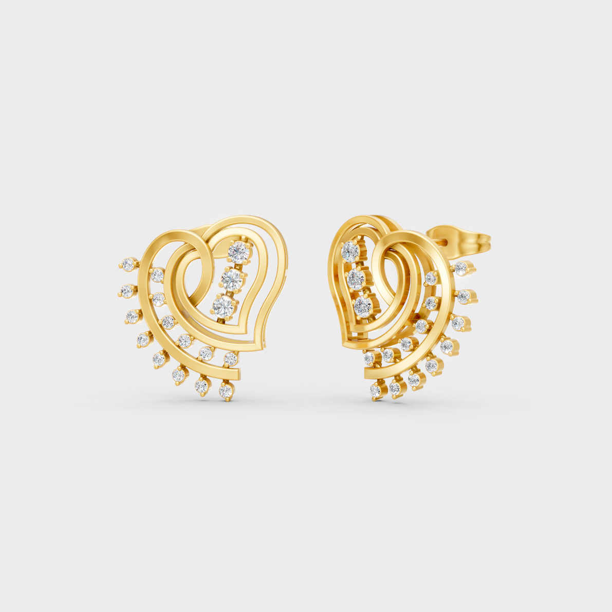 GLI Certified 0.44 Ct TW Round-Cut Lab-Grown Diamond Stud Earrings In 18K Yellow Gold