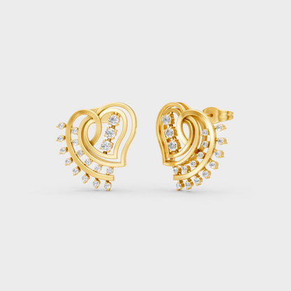 GLI Certified 0.44 Ct TW Round-Cut Lab-Grown Diamond Stud Earrings In 18K Yellow Gold