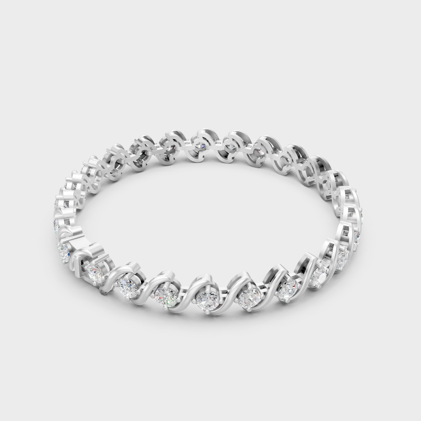 Premium Round Cut Diamond Tennis Bracelet White Gold
