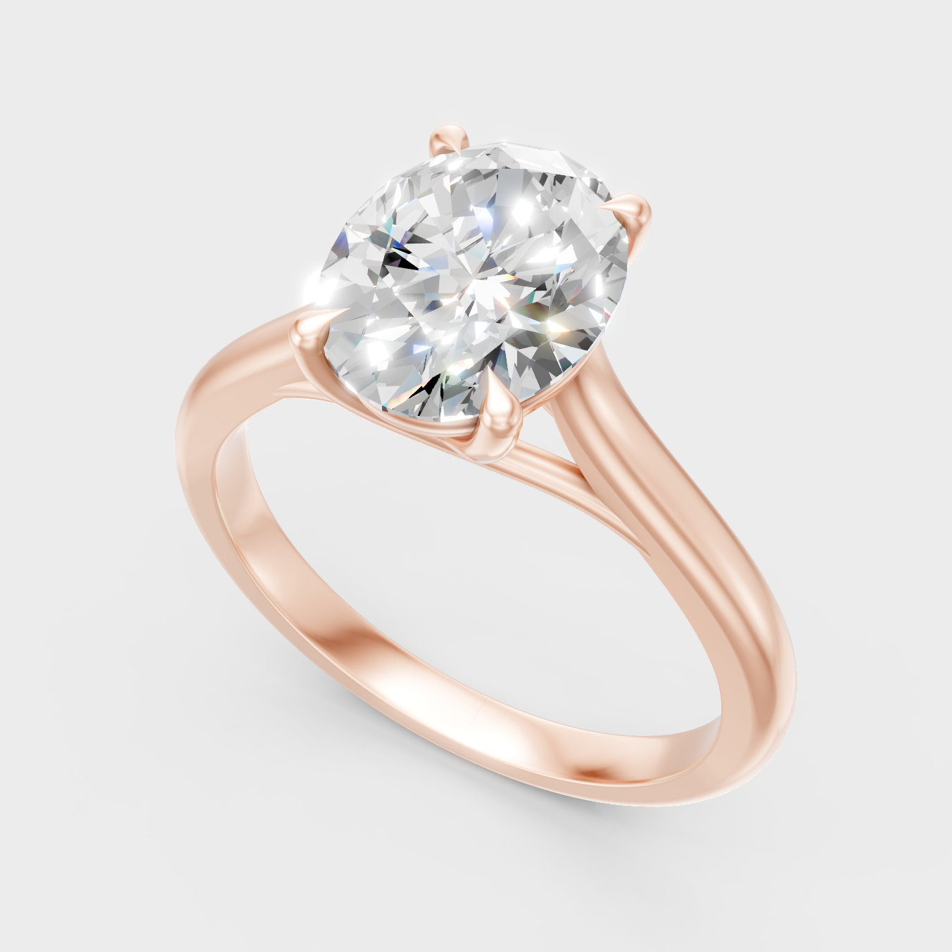  Sleek 14K Rose Gold Ring Featuring A Certified 1.67Ct Oval Lab-Grown Diamond