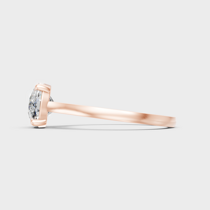 9K Rose Gold Minimalist Cushion Ring With A Brilliant Lab-Grown Diamond
