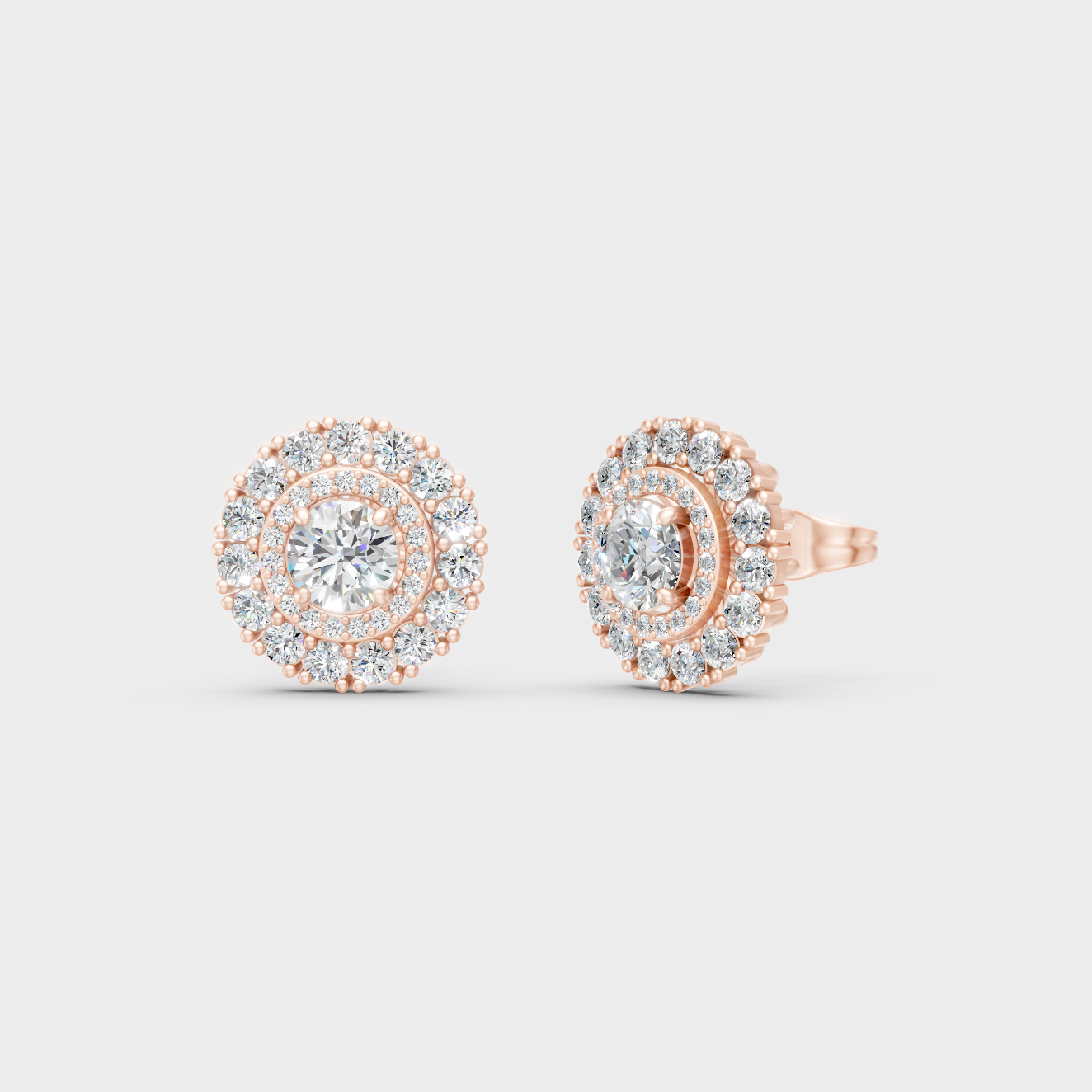 Modern 18K Rose Gold Stud Earrings With 2.24 Ct TW Round Lab-Grown Diamonds