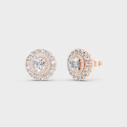 Modern 18K Rose Gold Stud Earrings With 2.24 Ct TW Round Lab-Grown Diamonds