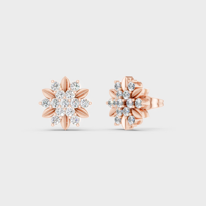 Modern 18K Rose Gold Stud Earrings With 0.90 Ct TW Round Lab-Grown Diamonds