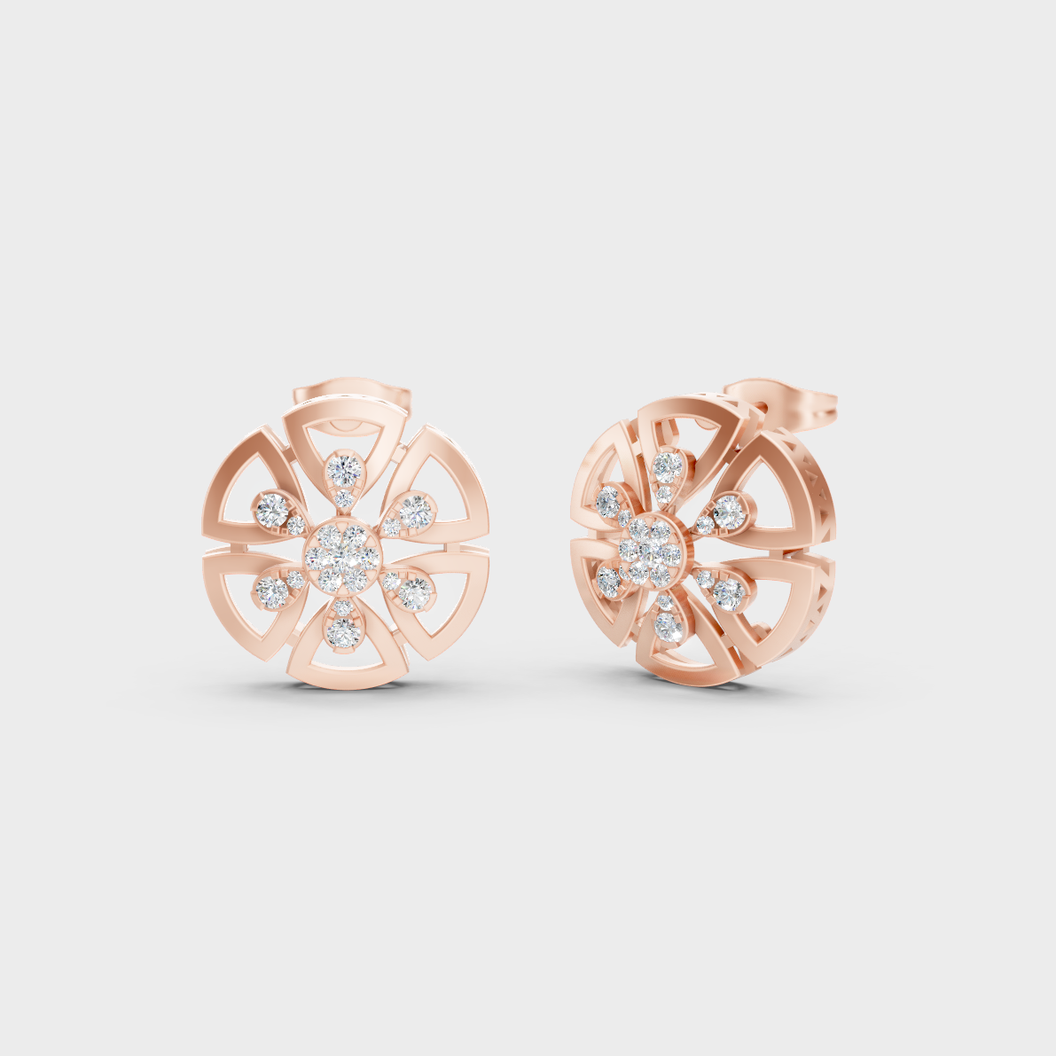 Modern 18K Rose Gold Stud Earrings With 0.52 Ct TW Round Lab-Grown Diamonds