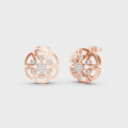 Modern 18K Rose Gold Stud Earrings With 0.52 Ct TW Round Lab-Grown Diamonds