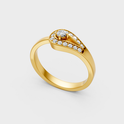 Sustainable Yellow Gold Ring With Gli Certified Round-Cut Lab-Grown Diamonds