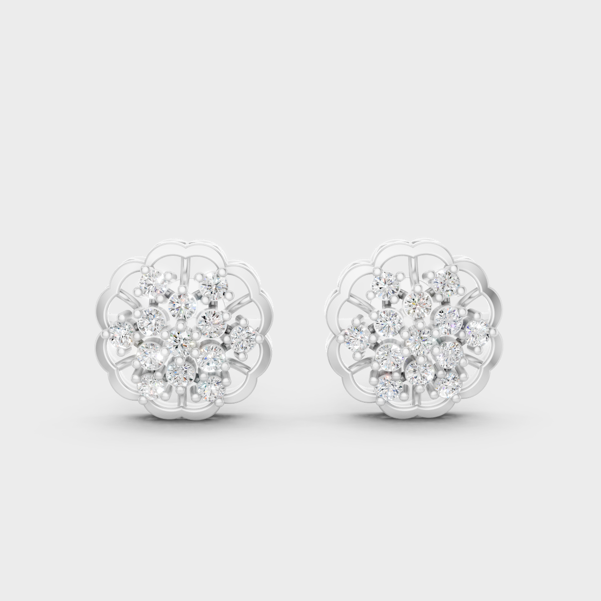 Sleek 18K White Gold Studs Featuring 0.45 Carat Each Round Lab Diamonds