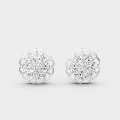 Sleek 18K White Gold Studs Featuring 0.45 Carat Each Round Lab Diamonds