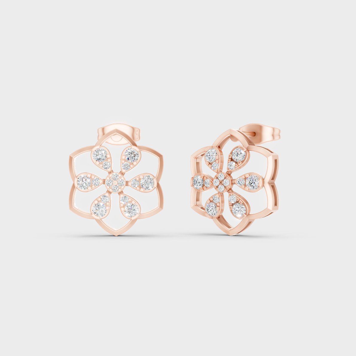 Modern 18K Rose Gold Stud Earrings With 0.70 Ct TW Round Lab-Grown Diamonds 