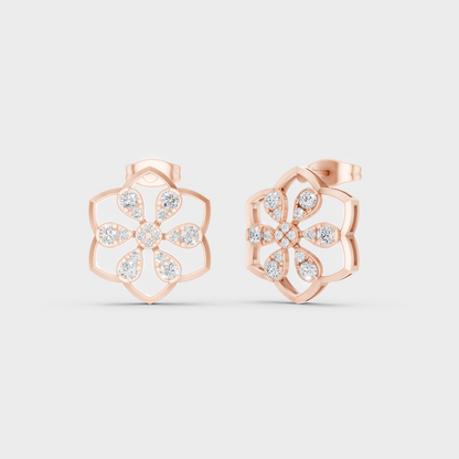 Modern 18K Rose Gold Stud Earrings With 0.70 Ct TW Round Lab-Grown Diamonds 