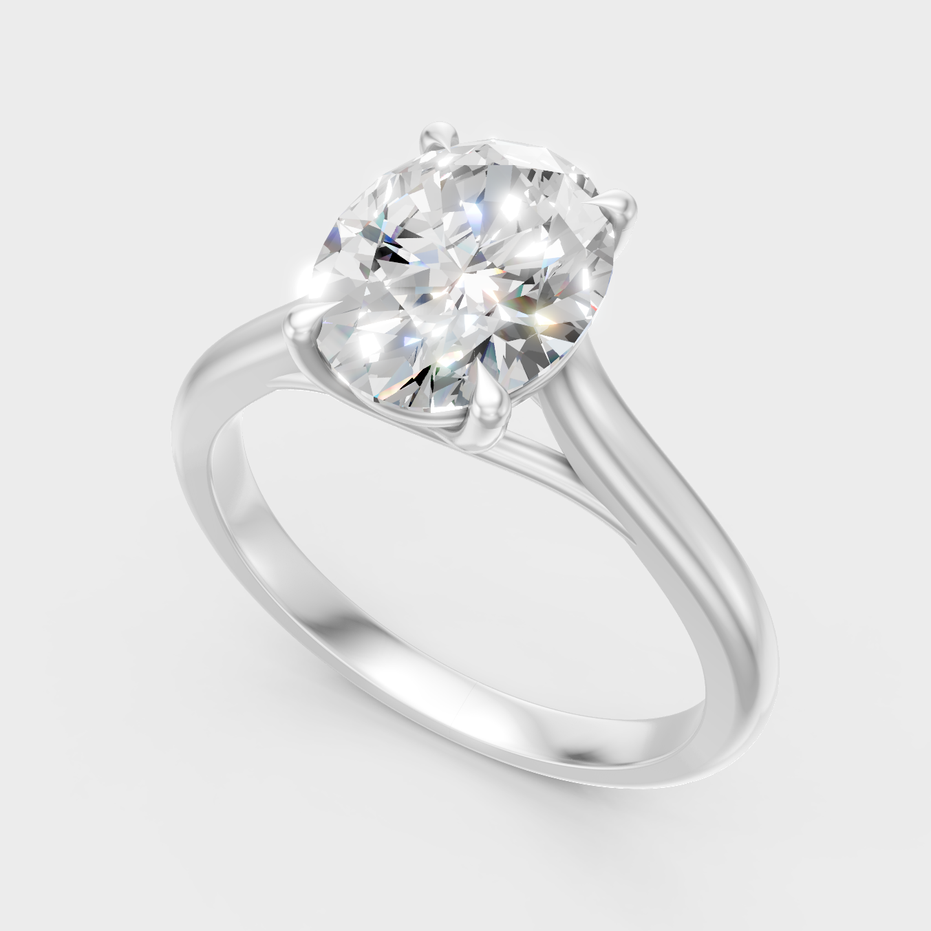 Sleek 18K White Gold Engagement Ring Featuring A 1.67Ct Oval Lab Diamond