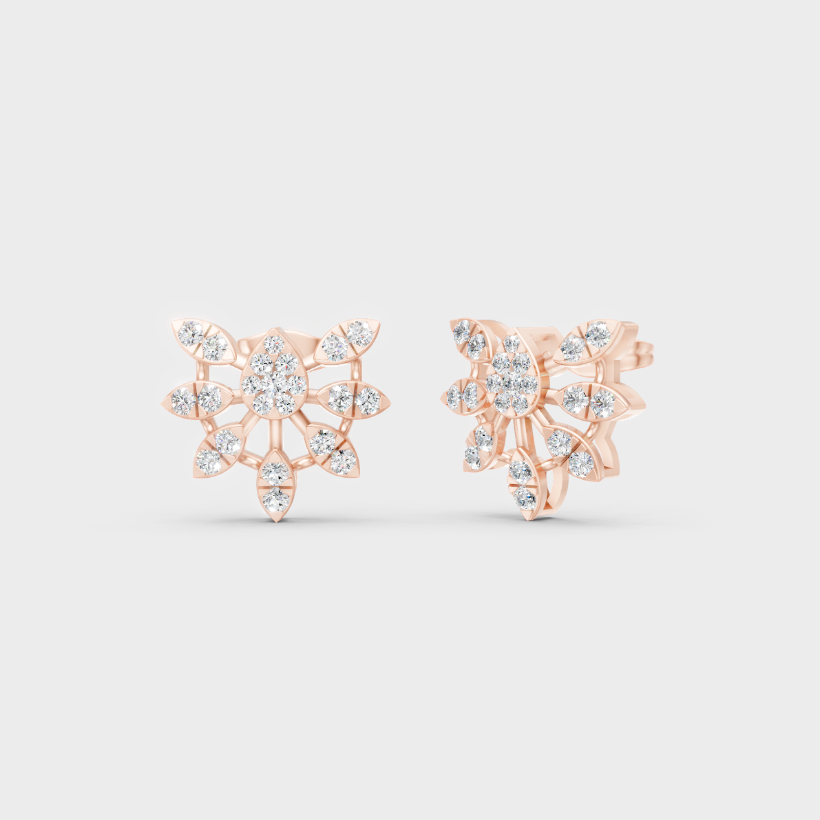 Modern 18K Rose Gold Stud Earrings With 1.28 Ct TW Round Lab-Grown Diamonds 