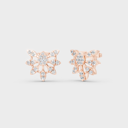 Modern 18K Rose Gold Stud Earrings With 1.28 Ct TW Round Lab-Grown Diamonds 