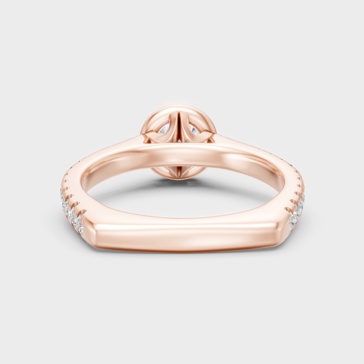 Romantic 18K Rose Gold Engagement Ring With Round Lab Diamond Halo