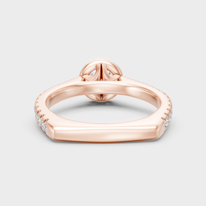 Romantic 18K Rose Gold Engagement Ring With Round Lab Diamond Halo