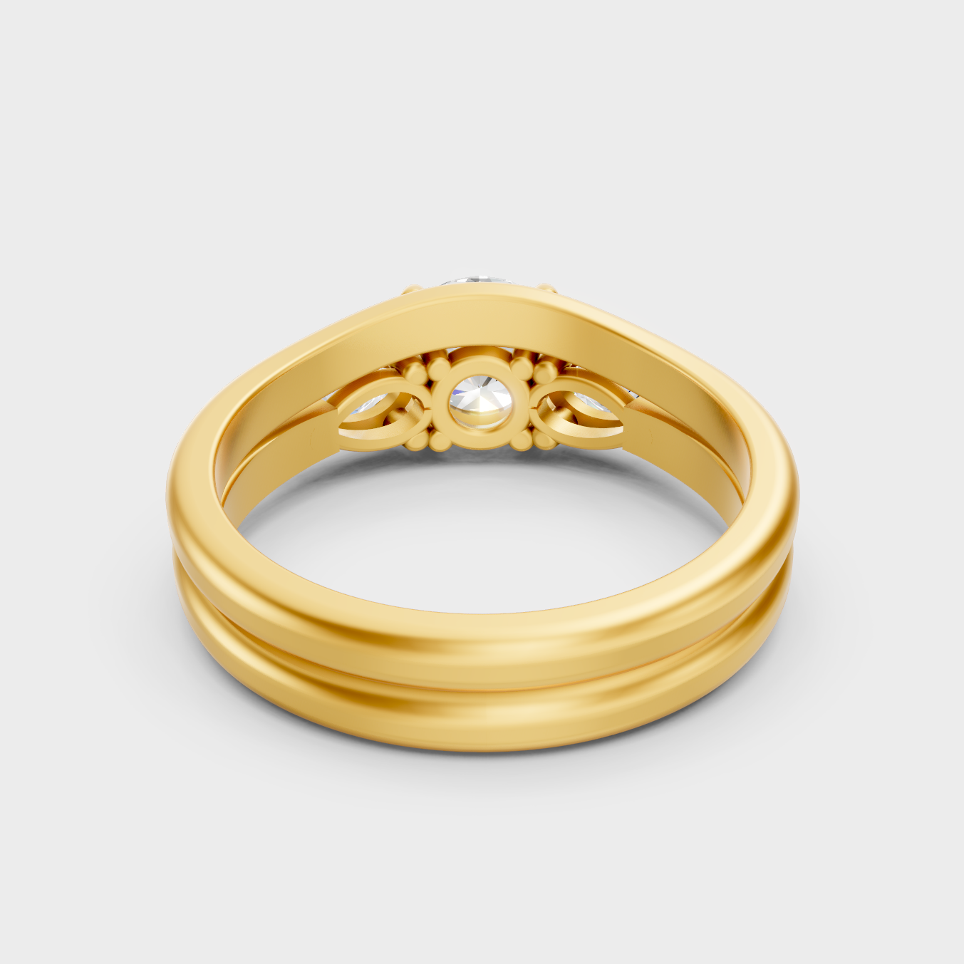 Premium Yellow Gold Jewelry Showcasing Round Pear Ring Set Design