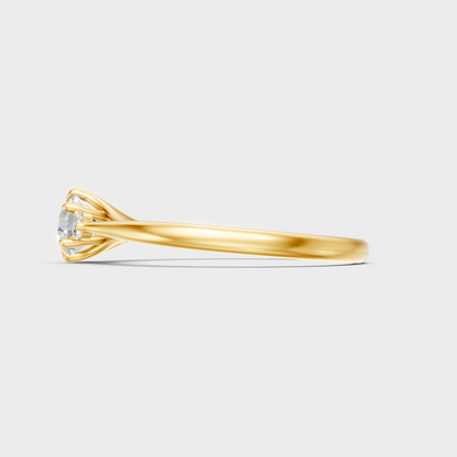  Modern 9K Yellow Gold Ring With A Brilliant Sustainable Round Lab Diamond 