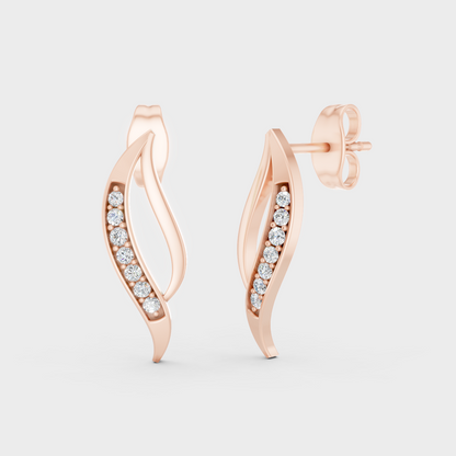 Modern 18K Rose Gold Stud Earrings With 0.14 Ct TW Round Lab-Grown Diamonds