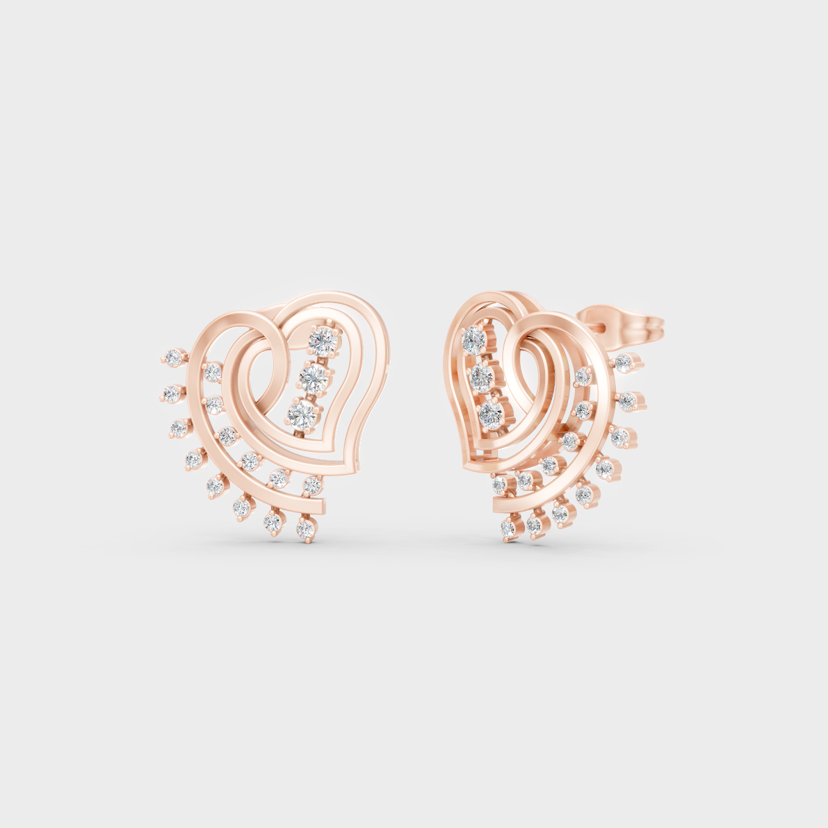 Modern 18K Rose Gold Stud Earrings With 0.44 Ct TW Round Lab-Grown Diamonds