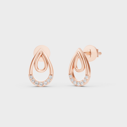 Modern 18K Rose Gold Stud Earrings With 0.76 Ct TW Round Lab-Grown Diamonds