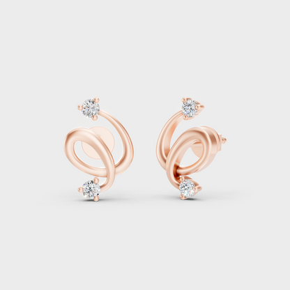 Modern 18K Rose Gold Stud Earrings With 0.08 Ct TW Round Lab-Grown Diamonds 