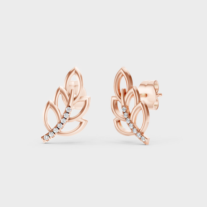 Modern 18K Rose Gold Stud Earrings With 0.08 Ct TW Round Lab-Grown Diamonds