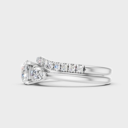 High-Polish 950 Platinum Round Pear Ring Set For Maximum Shine